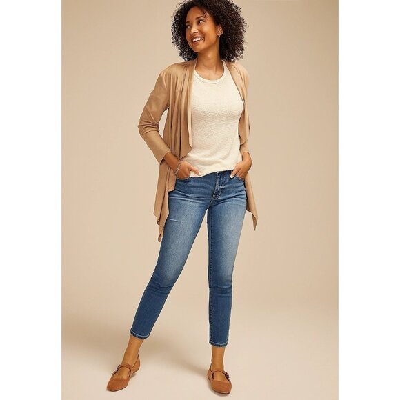 Maurices 24/7 Textured Kennedy Crew Neck Tee Ecru Beige Soft Size M - Picture 2 of 5